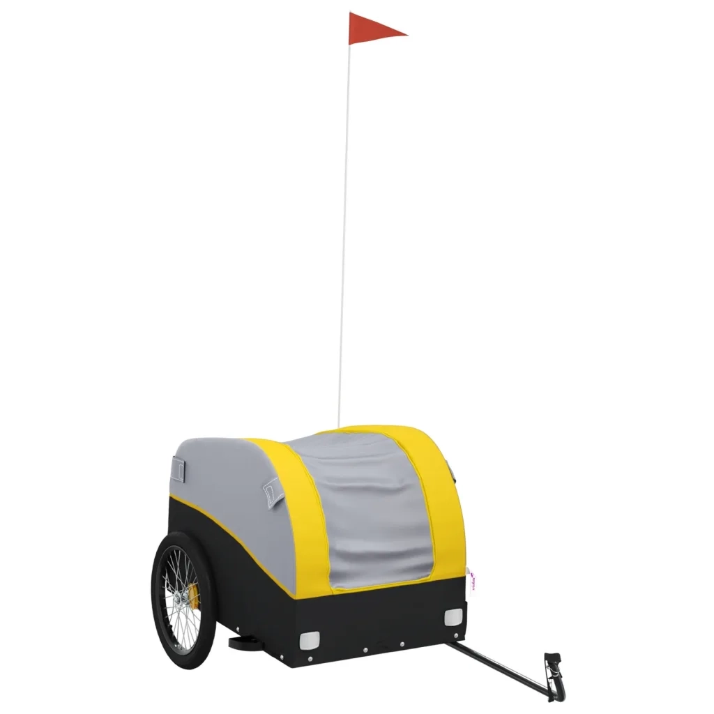 Rimorchio da Bici Nero e Giallo 45 kg in Ferro 94127