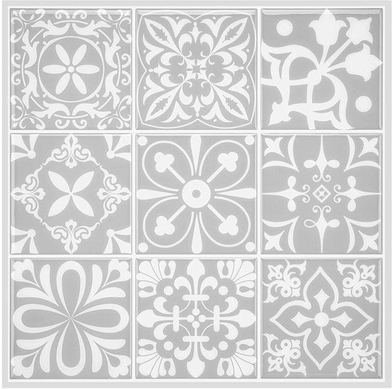 6 velline stickere per parete - tegole adesive per parete posteriore - stickere per parete in stile vintage - stickere 3D adesivi per parete - stickere in stile marmo - modello di mattonelle in stile barocco - dimensioni (30 x 30 cm)