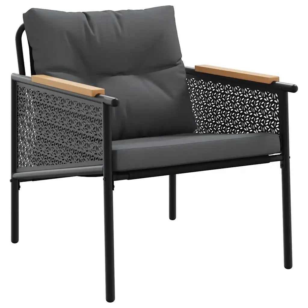 Set Mobili da Balcone 5 pz con Cuscini Nero in Acciaio