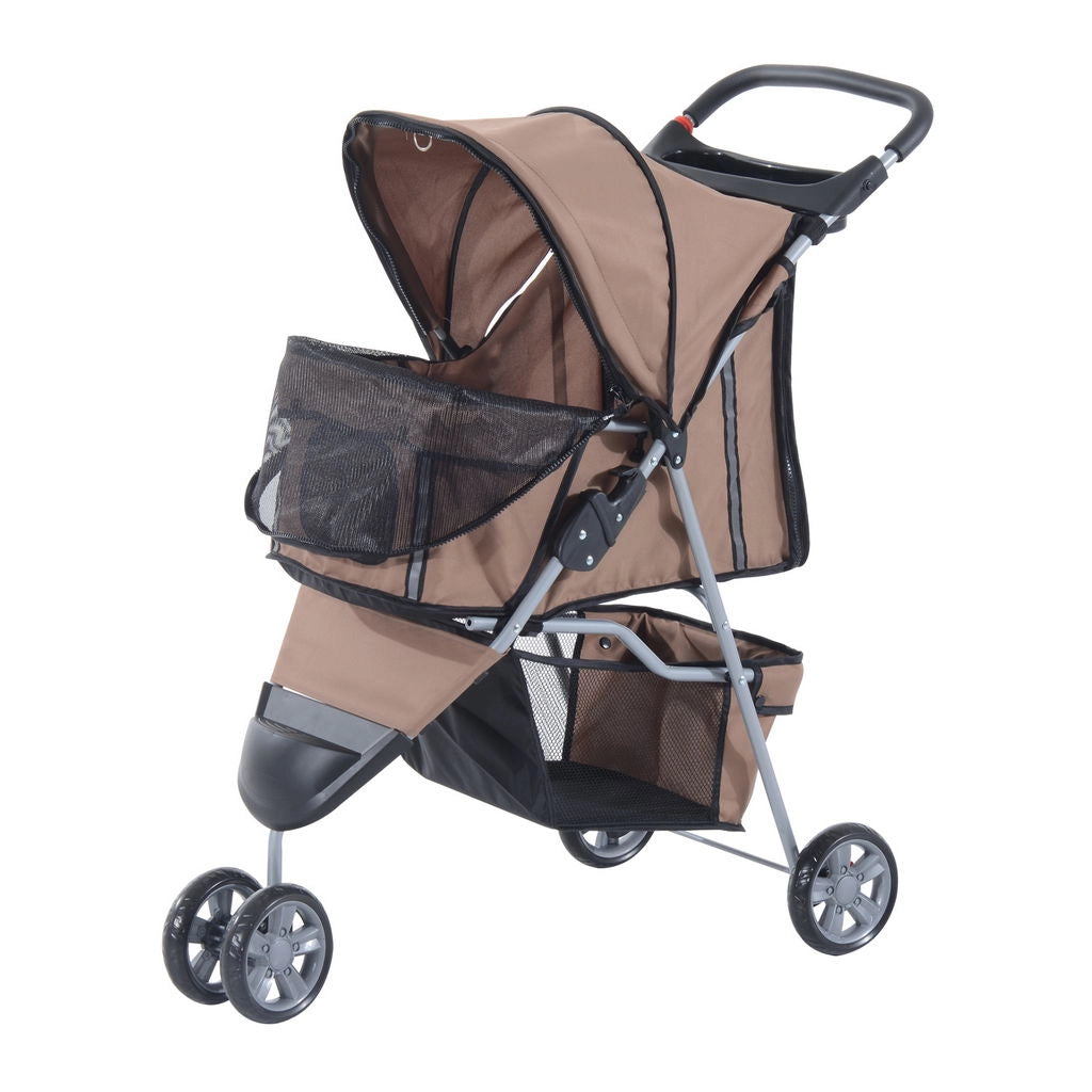 PASSEGGINO PER CANI PIEGHEVOLE CARRELLO PER ANIMALI DOMESTICI CARRELLO CARROZZINA CAFFÈ 75 X 45 X 97CM