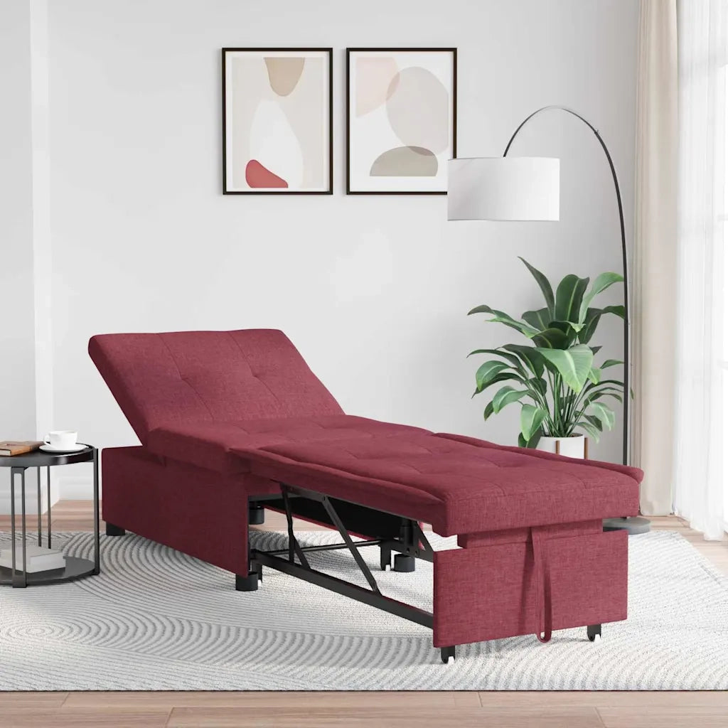 Divano Letto Estraibile Rosso Vino 194 x 50 x 82 cm Tessuto 42008585
