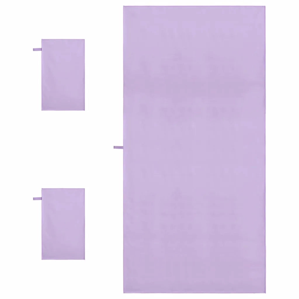 Set di Asciugamani Sportivi 3 pcs Viola Poliestere e poliammide