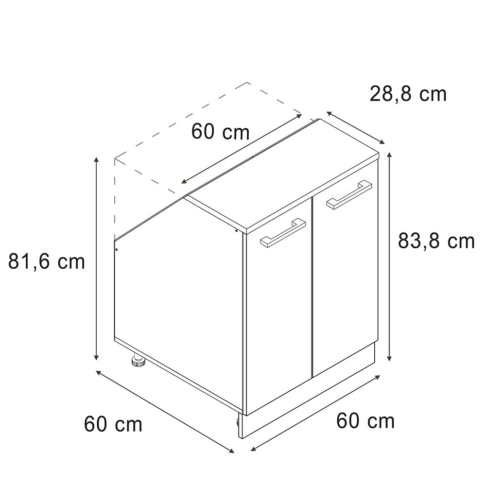 Mobile sottotetto Rion Rovere dorato/Bianco 60 x 83.8 cm con 2 porte, carcassa 60 cm profondità Vicco