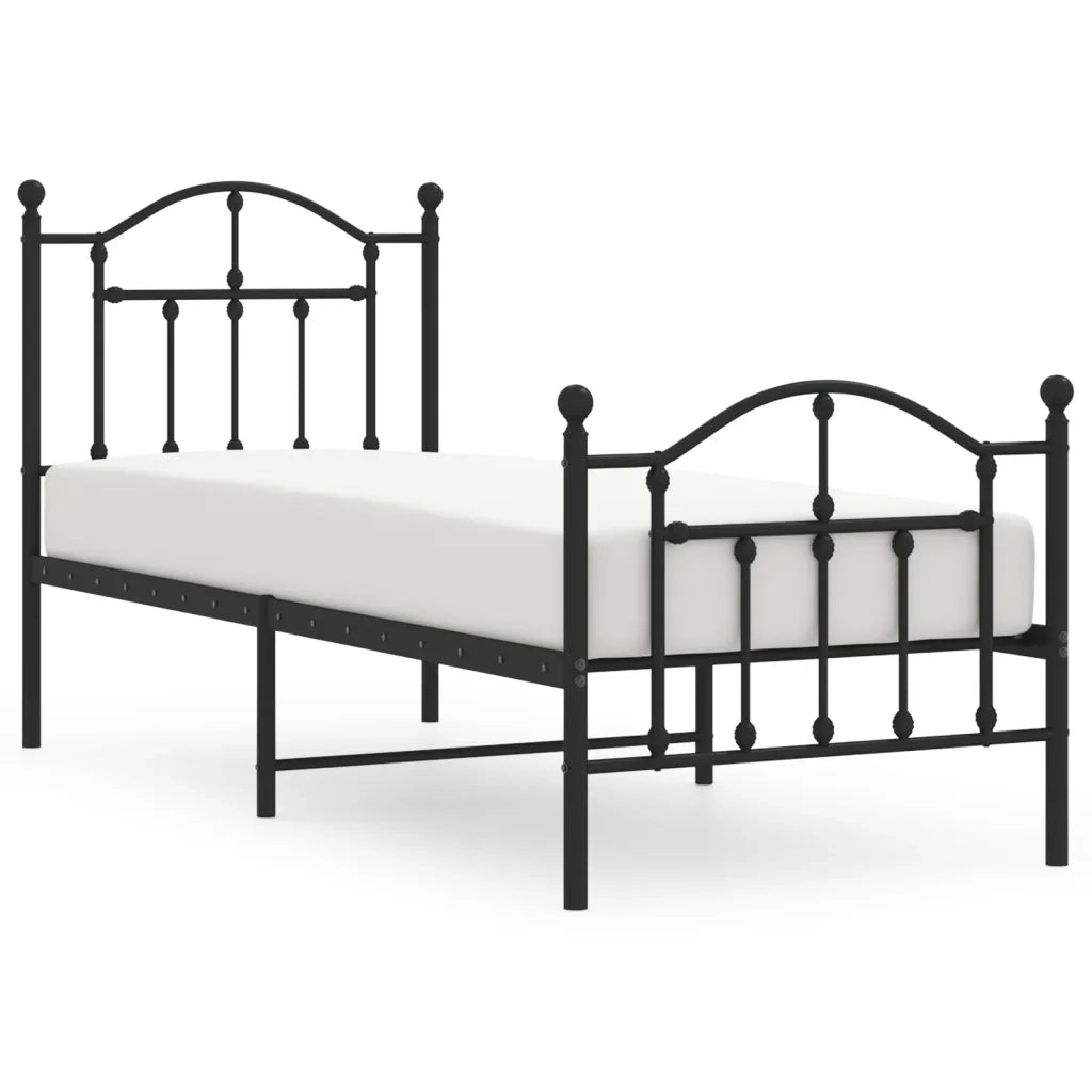 Giroletto con Testiera e Pediera Metallo Nero 75x190 cmcod mxl 129720