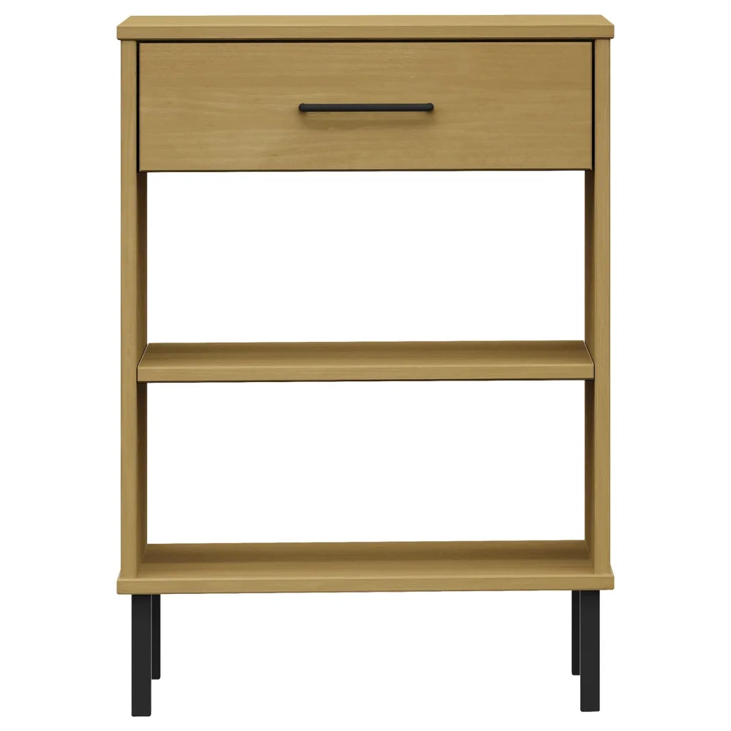 Mobile Consolle Gambe Metallo Marrone Legno Massello Pino OSLO cod mxl 27741