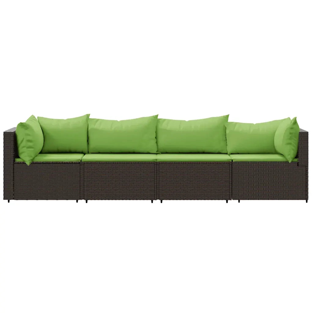Set Mobili da Giardino 4 pz con Cuscini in Polyrattan Marrone 319832