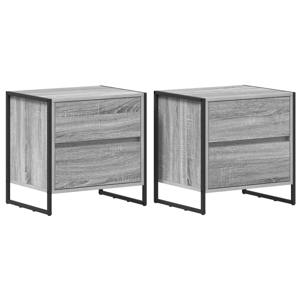 Set di 2 Comodini | Armadio da Notte | Mobiletto da notte con cassetto Grigio Sonoma 50 x 39.5 x 50 cm