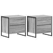 Set di 2 Comodini | Armadio da Notte | Mobiletto da notte con cassetto Grigio Sonoma 50 x 39.5 x 50 cm