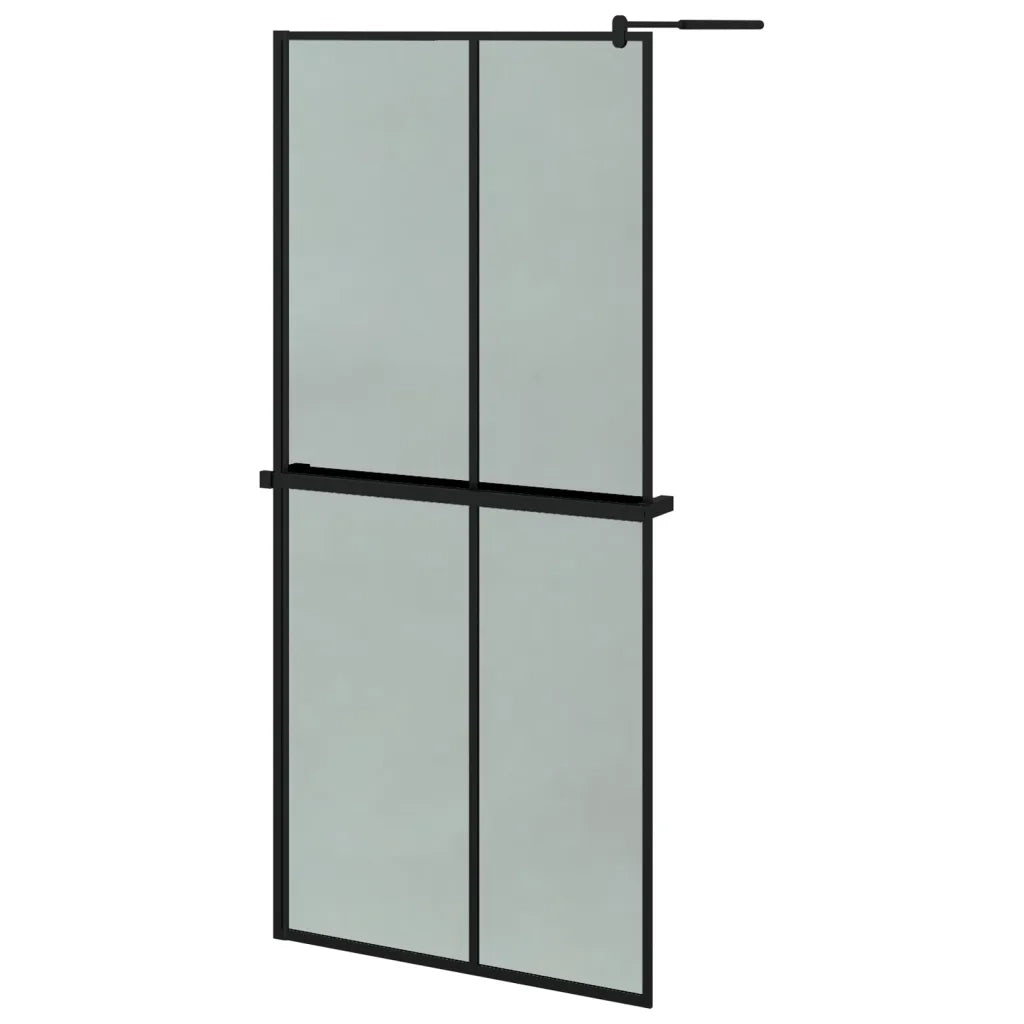 Parete Doccia Walk in Mensola Nera 90x195cm Vetro ESG Alluminio 3185465