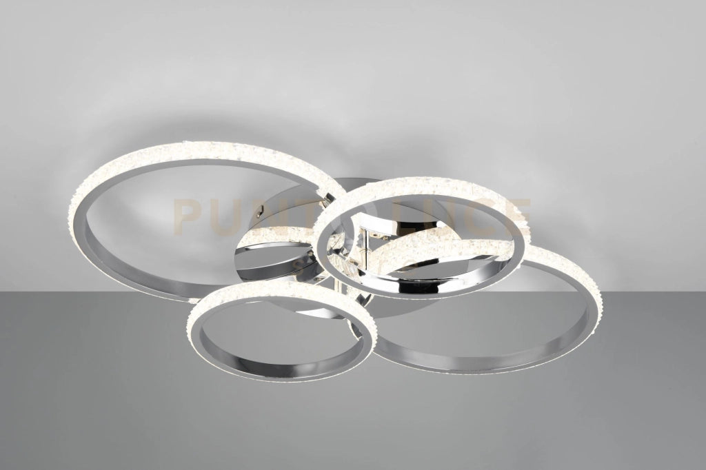 CIRES PLAFONIERA LED  27W 3400lm, 4000K CROMATA CON DIFFUSORE EFFETTO CRISTALLO E DIMMERAZIONE INTENSITA' CON INTERRUTTORE L. 66CM