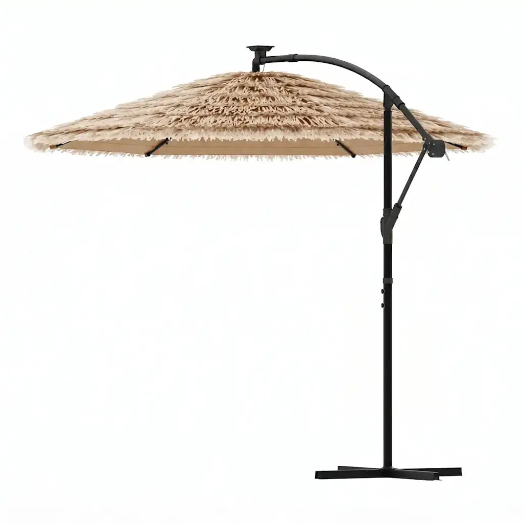 Ombrello | Parasolne Giardino LED e Palo in Acciaio Marrone 269x269x235cm