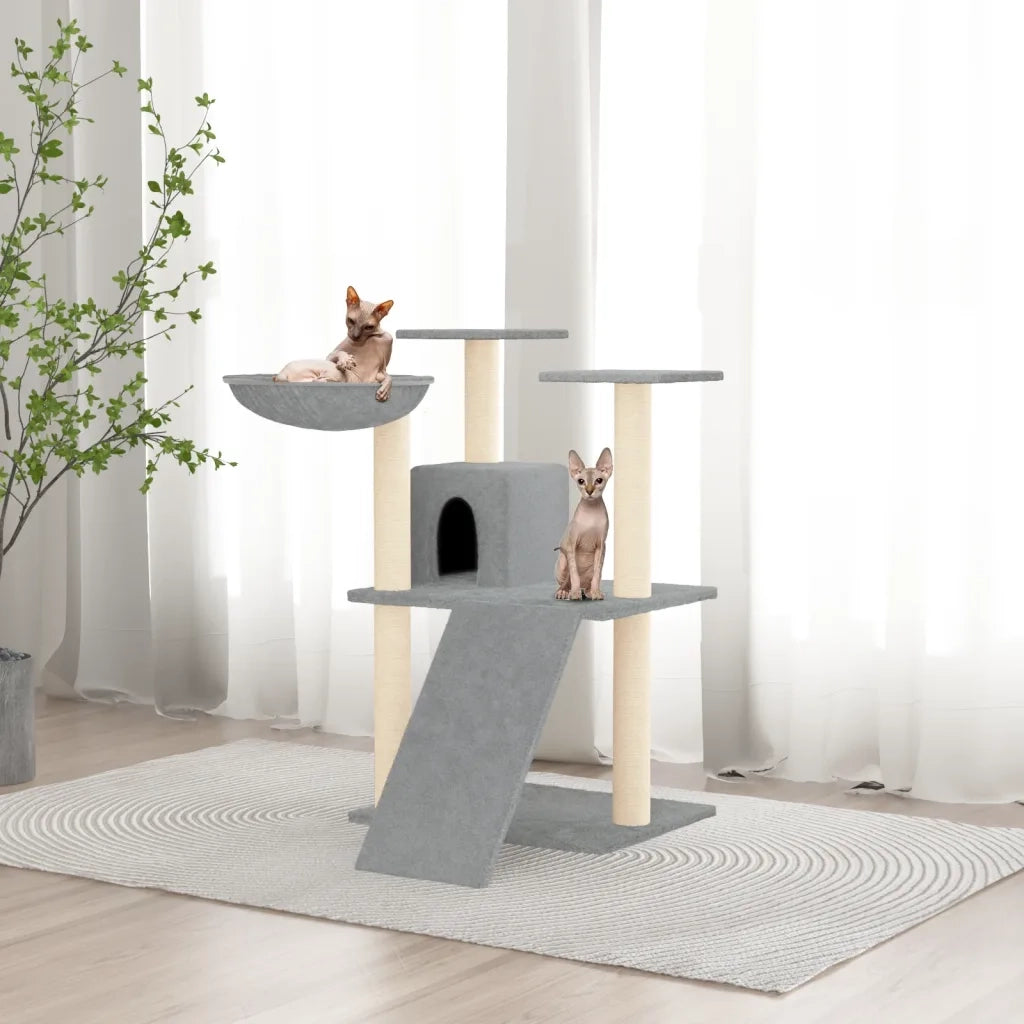 Albero per Gatti con Tiragraffi in Sisal Grigio Chiaro 83 cm CFW3781294