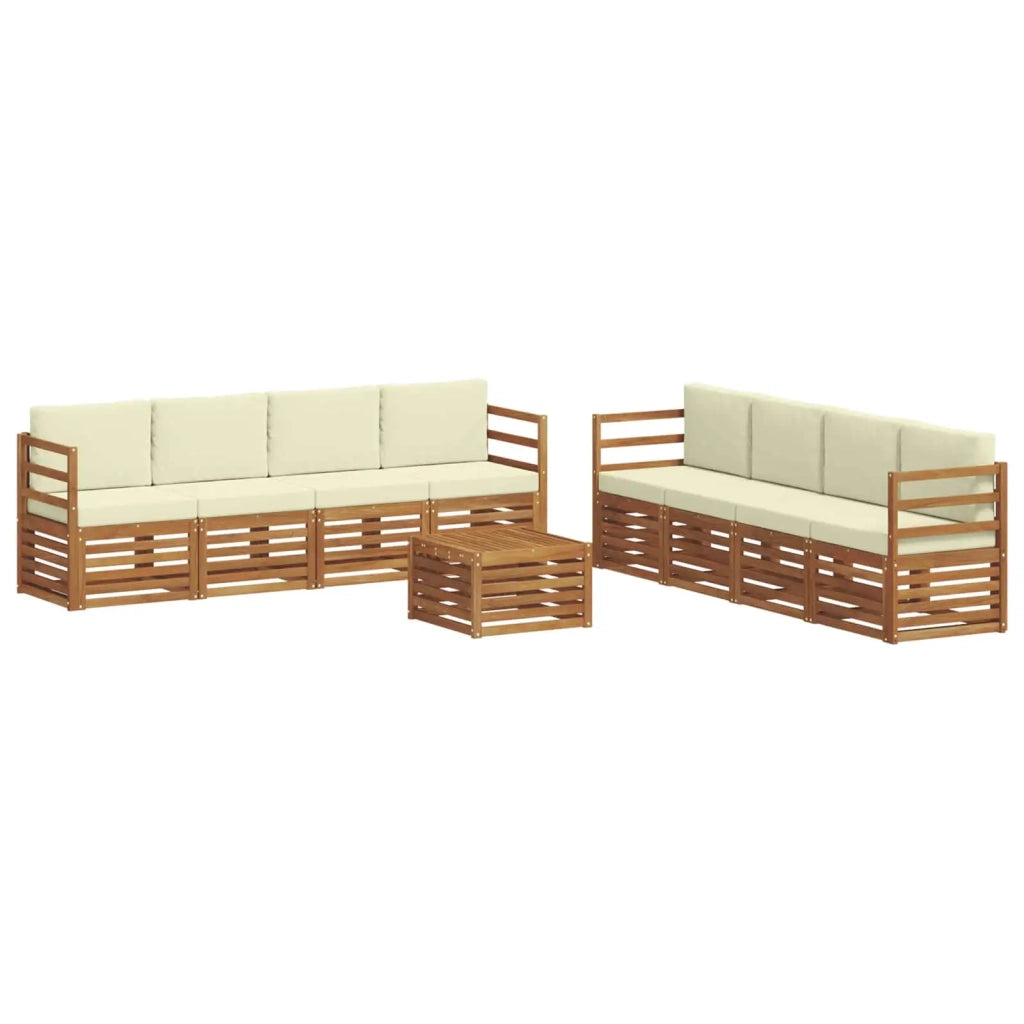 Set di divani da esterno 9 pz Naturale e Crema 3374550