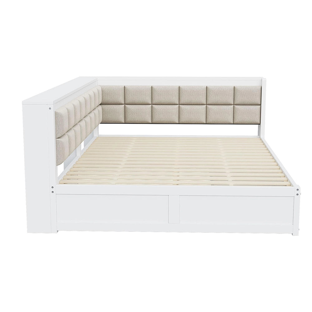 Divano letto legno 140x200cm?- Xylo - pino cassetto bianco
