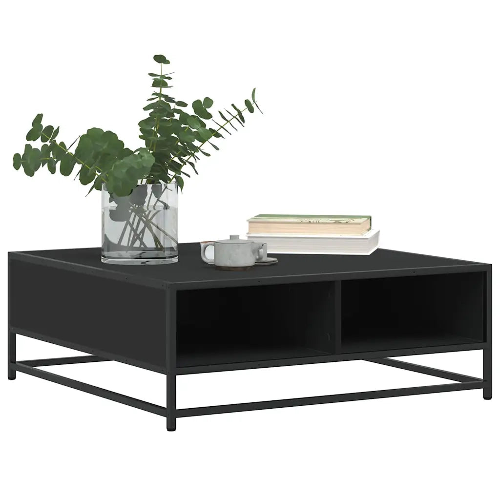 Tavolino da Salotto Nero 80x80x30 cm in Truciolato e Metallo 848769