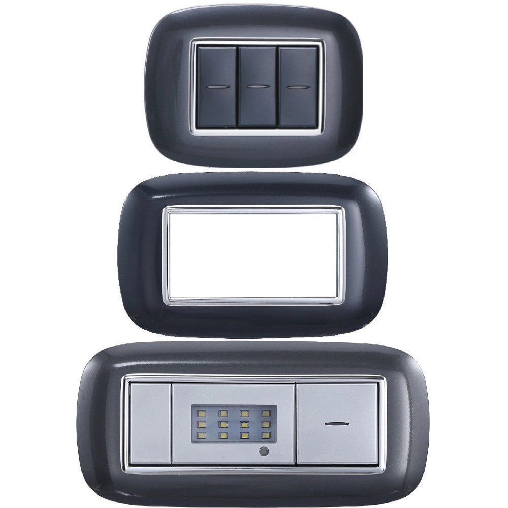 Trade Shop - Placca Oval 3 4 6 Moduli Colore Nero Compatibile Con Bticino Axolute -