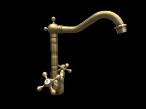 Rubinetto per lavabo cucina bronzato stile vintage lavorato