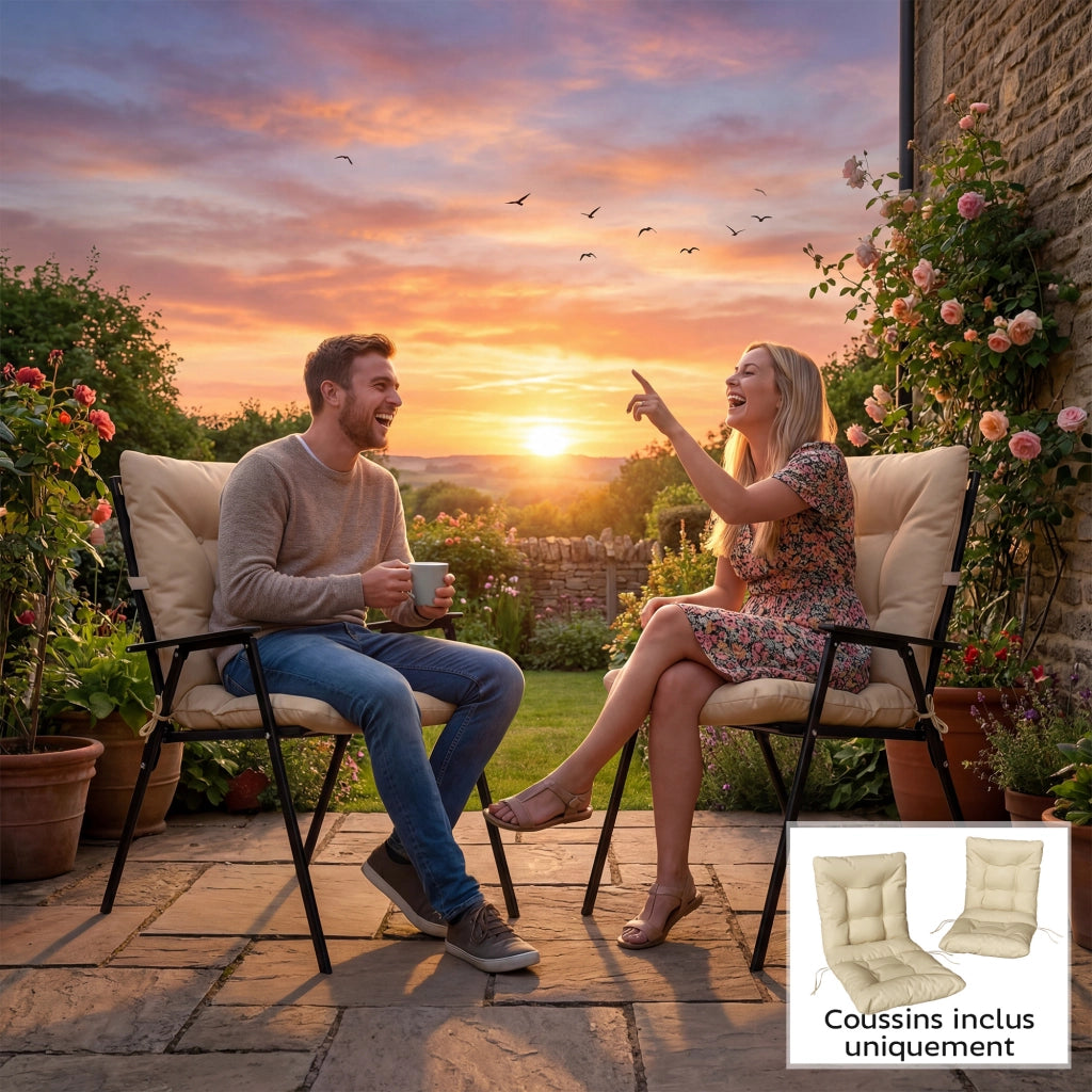 Cuscini per sedie da giardino con lacci ¨C zephmum ¨C Beige 120x50x8 cm