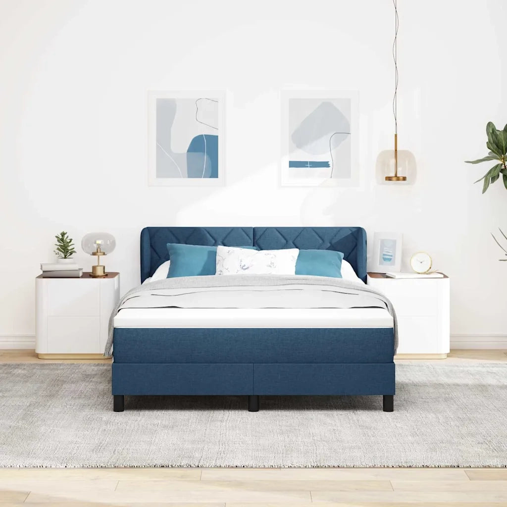 Letto a molle con materasso Blu 160 x 200 cm Tessuto 3340100