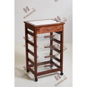Carrello portafrutta Vesuvio con cassetto senza base - noce