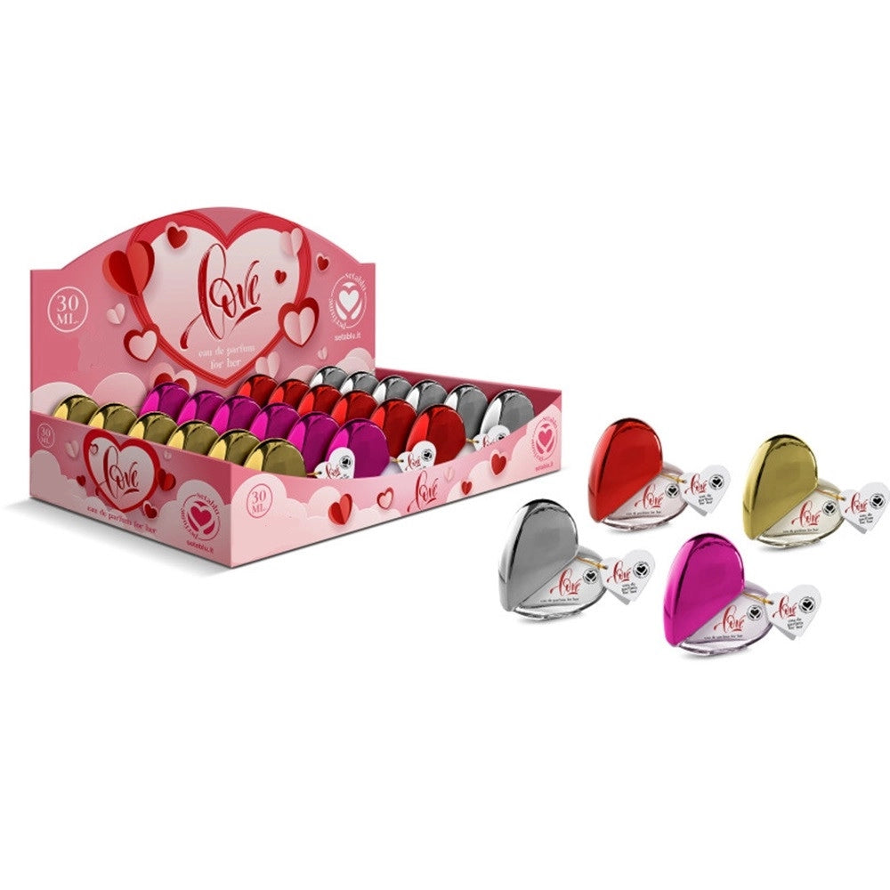 Trade Shop - Set 20pz Profumo Donna A Forma Di Cuore Eau De Parfum For Her 30ml In 4 Colori 409789 -