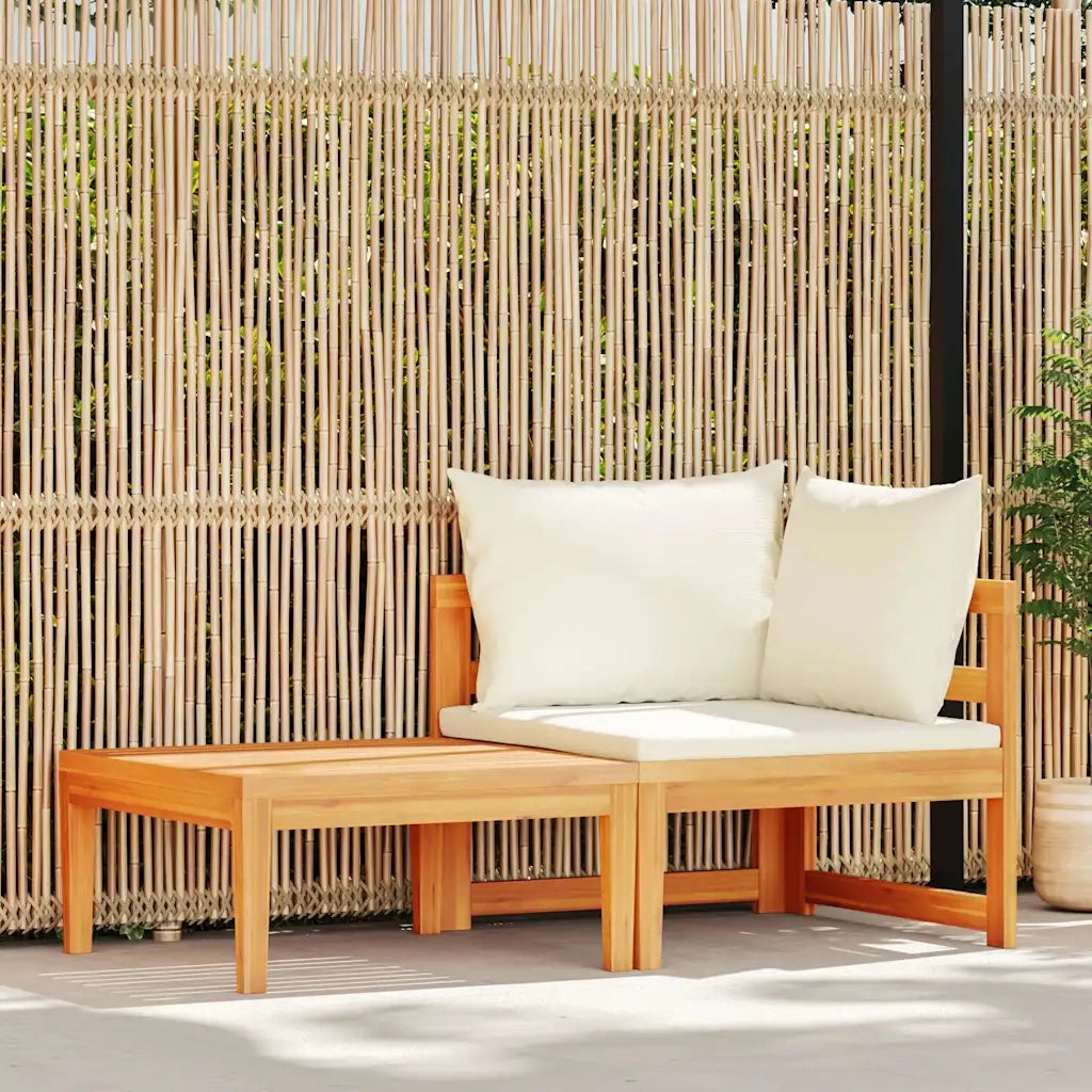 Salotto da Giardino-Set Divani Giardino 2 pz Cuscini Bianco Crema in Legno d'Acacia 713799