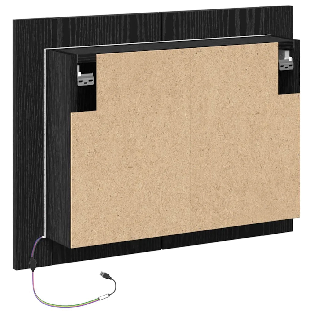 Mobiletto per specchio da Bagno | Armadio da bagno Rovere Nero 60 x 12 x 45 cm
