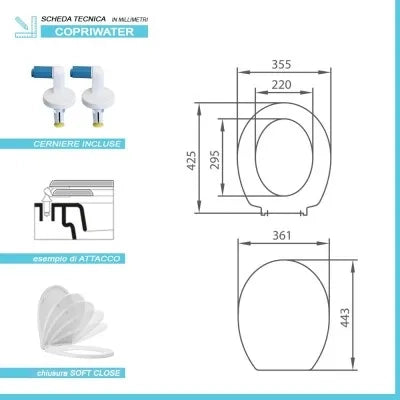 Copriwater compatibile serie Karla di Rak chiusura rallentata soft close bianco