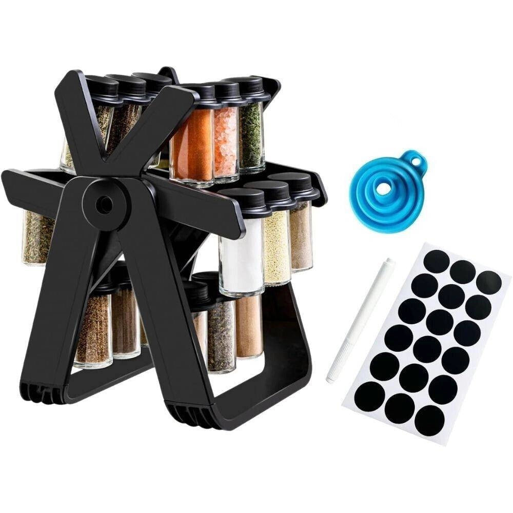 Trade Shop - Portaspezie Girevole A 360° Con 18 Barattoli Spezie Da Cucina Con Supporto Ruota -