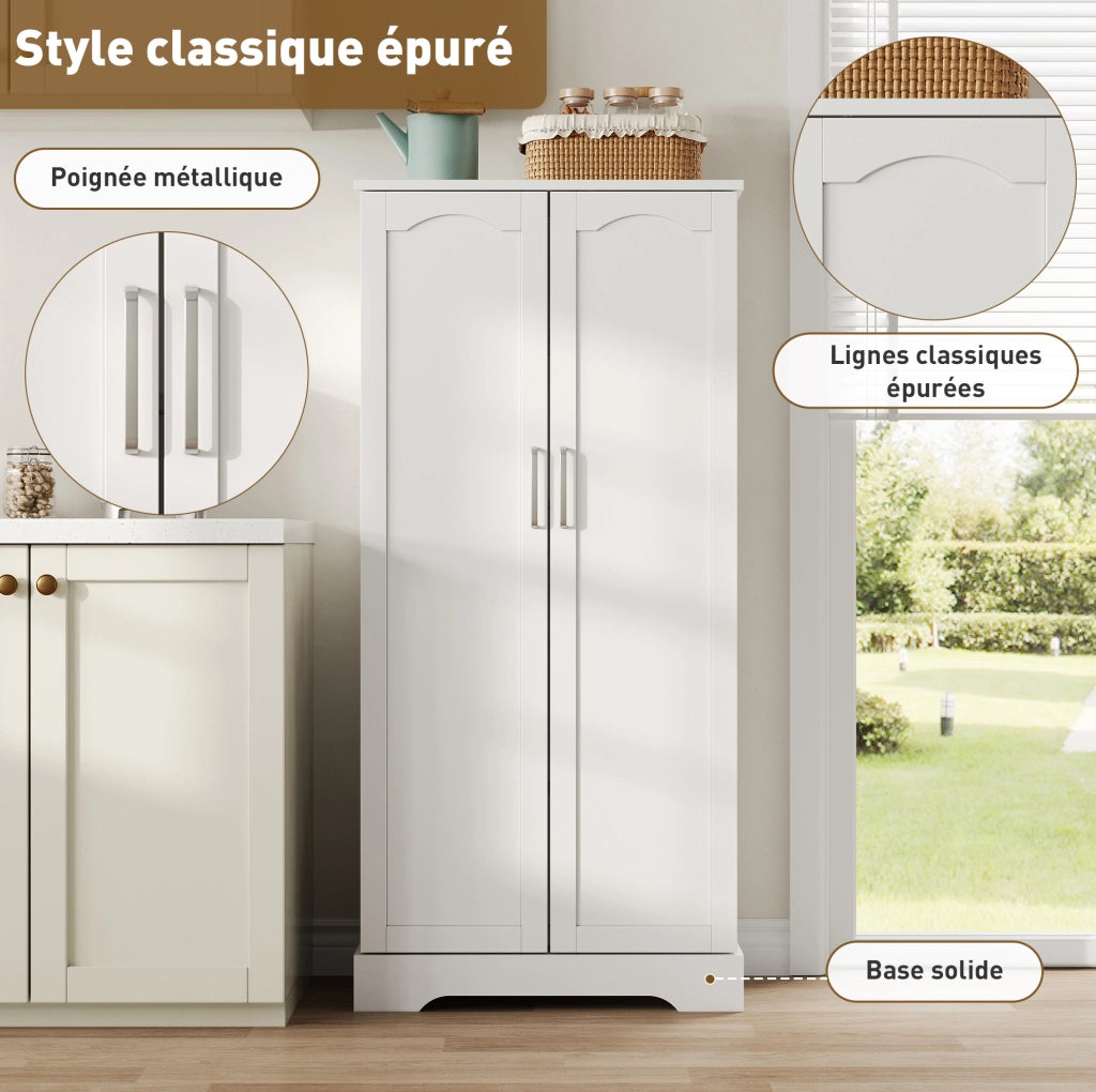 Mobile da cucina bianco 60×35×128 cm con luci LED sensore e ripiani regolabili
