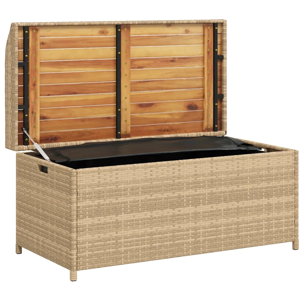 Panca Portaoggetti Beige Misto 100x50x52 cm Polyrattan e Acacia 365951