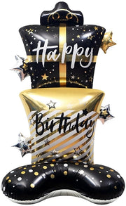 Foliene balloni XXL per compleanni - Decorazione per compleanni - Ballo per compleanno - Nero/ Oro - Ballooni al helio - Decorazione per compleanni - Design a doppia faccia - Ballo per compleanni