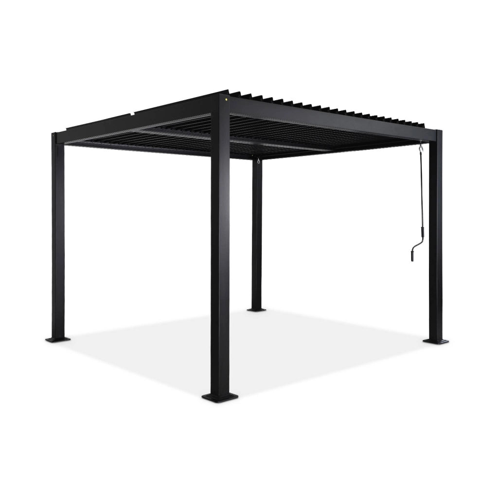 Pergola bioclimatica 3x3m in alluminio e acciaio, lamelle orientabili,