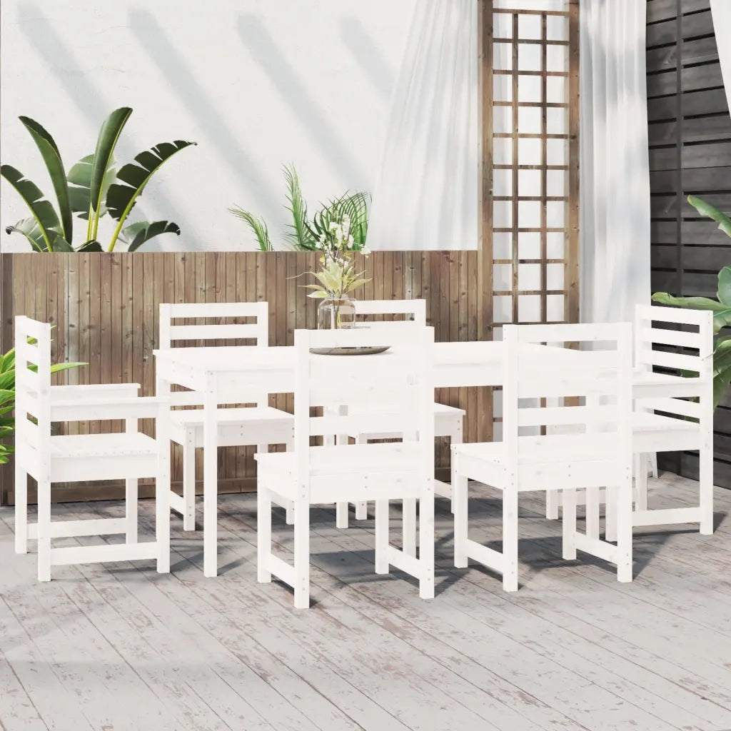 Set da Pranzo per Giardino 7pz Bianco in Legno Massello di Pino 3154708