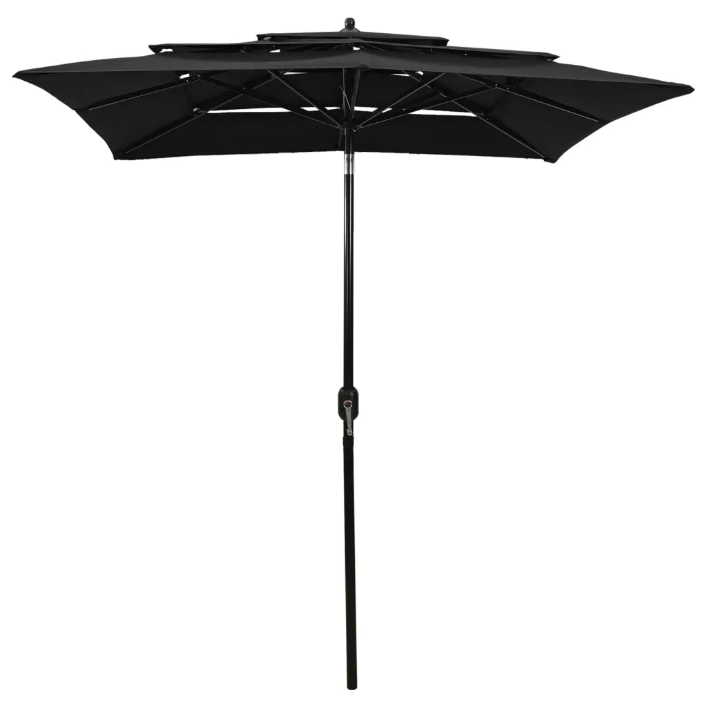 Ombrellone a Sbalzo 3 Livelli Palo Alluminio 2x2 m Nero 313850