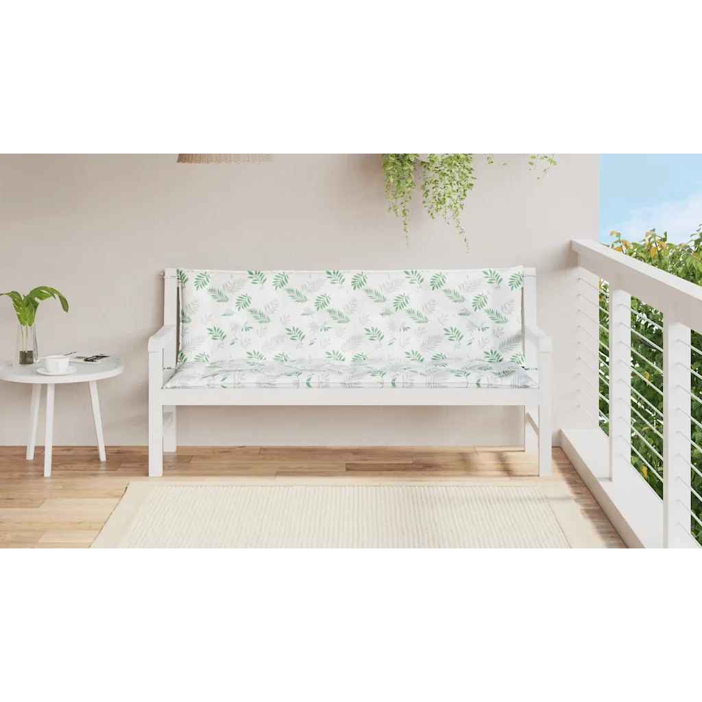Cuscini Panca Giardino 2 pz-Cuscini per panchina da esterno Motivo a Foglie 150x50x7 cm Tessuto