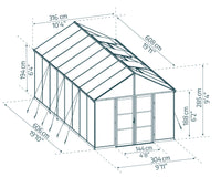 Serra Da Giardino in Policarbonato 608x304x285 cm- colore Nero Canopia ARIA Ibrida