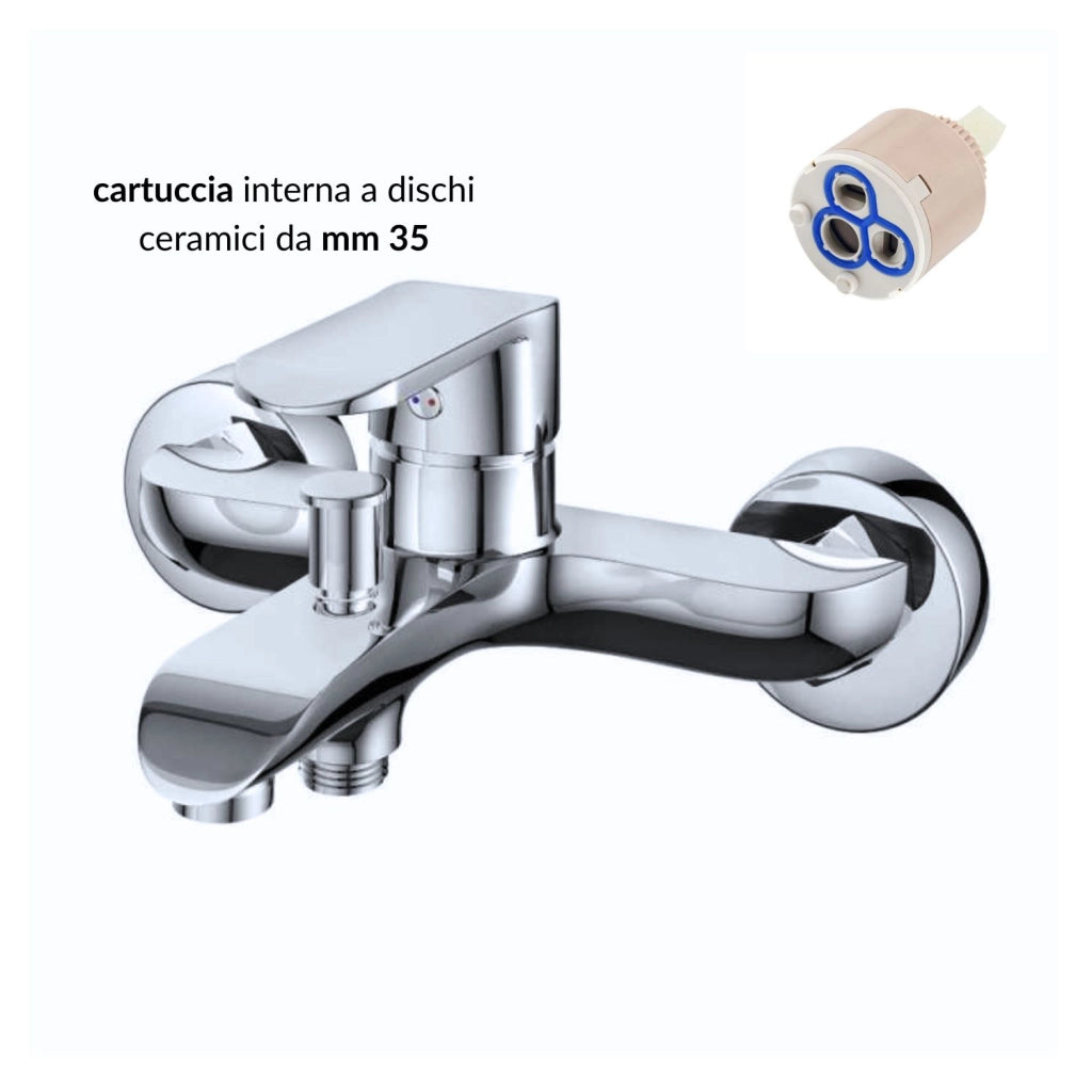 Miscelatore rubinetto america esterno vasca in ottone cromato con set doccia *** confezione 1