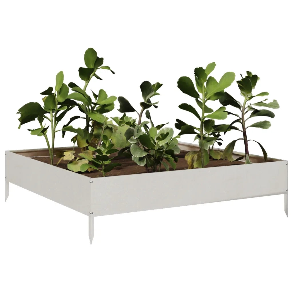 Fioriera Rialzata da Giardino-Vaso da Esterno-Fioriera Elevata 100x100x26 cm in Acciaio Inox