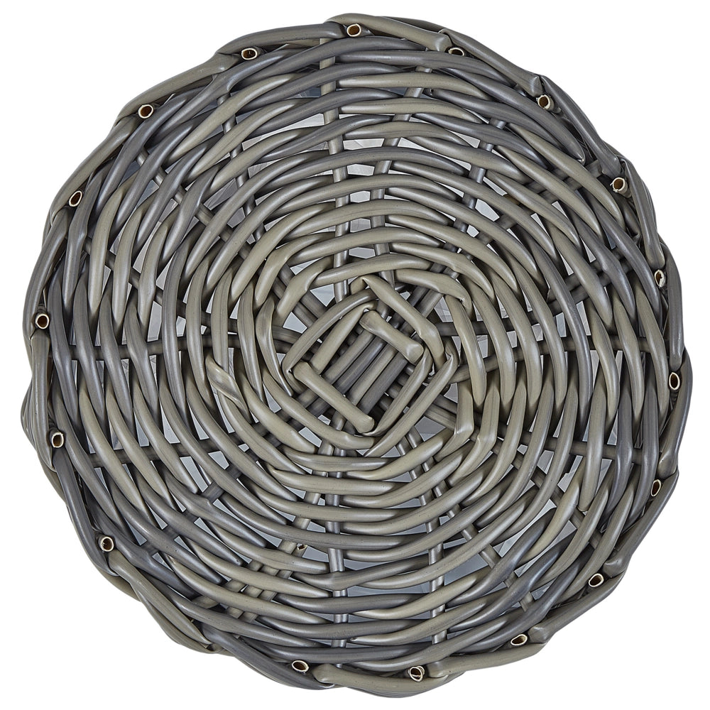 Set di 3 cesti per piante da esterno fioriere rivestite in rattan sintetico marrone talpa
