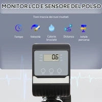 Cyclette Orizzontale Magnetica 8 Resistenze, Display LCD, Sedile Regolabile ed Elastici per Braccia