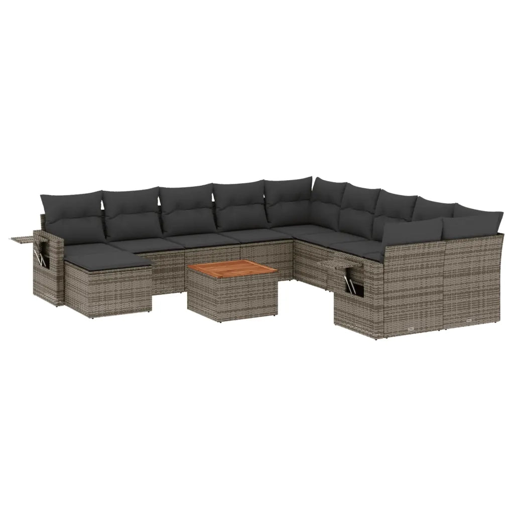 Set Divani da Giardino 12 pz con Cuscini Grigio in Polyrattan 3257194