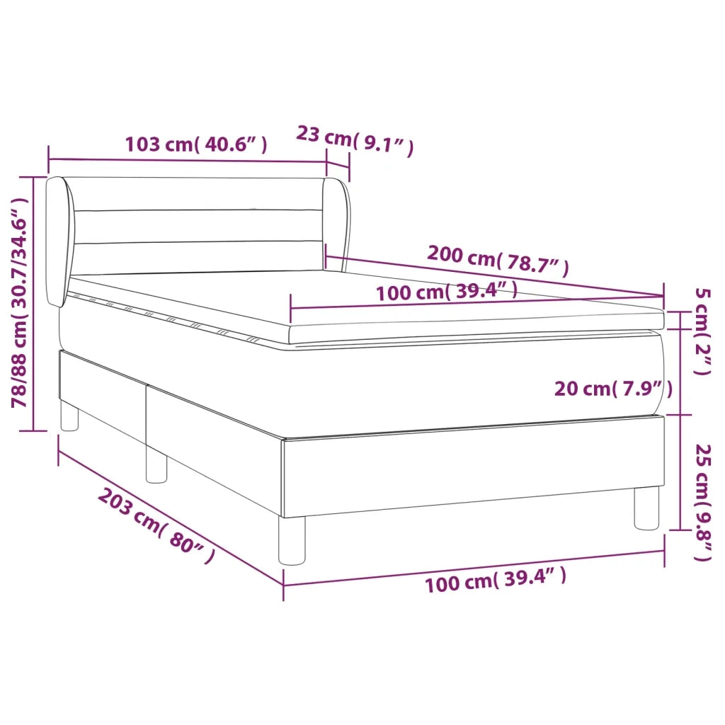 Giroletto a Molle con Materasso Marrone Scuro 100x200cm Tessuto