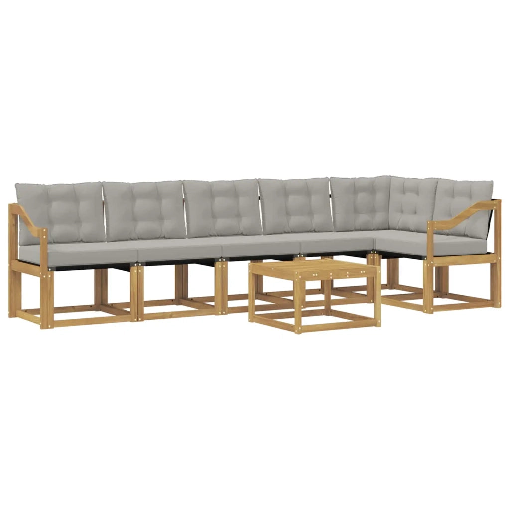Set di divani da esterno 7 pcs Bianco e Grigio Chiaro 3389557