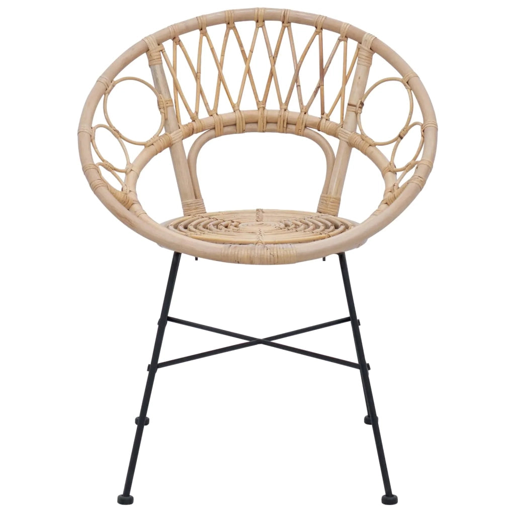 Sedia da pranzo 2 pcs Rattan e Ferro Naturale 54 x 65 x 82 cm