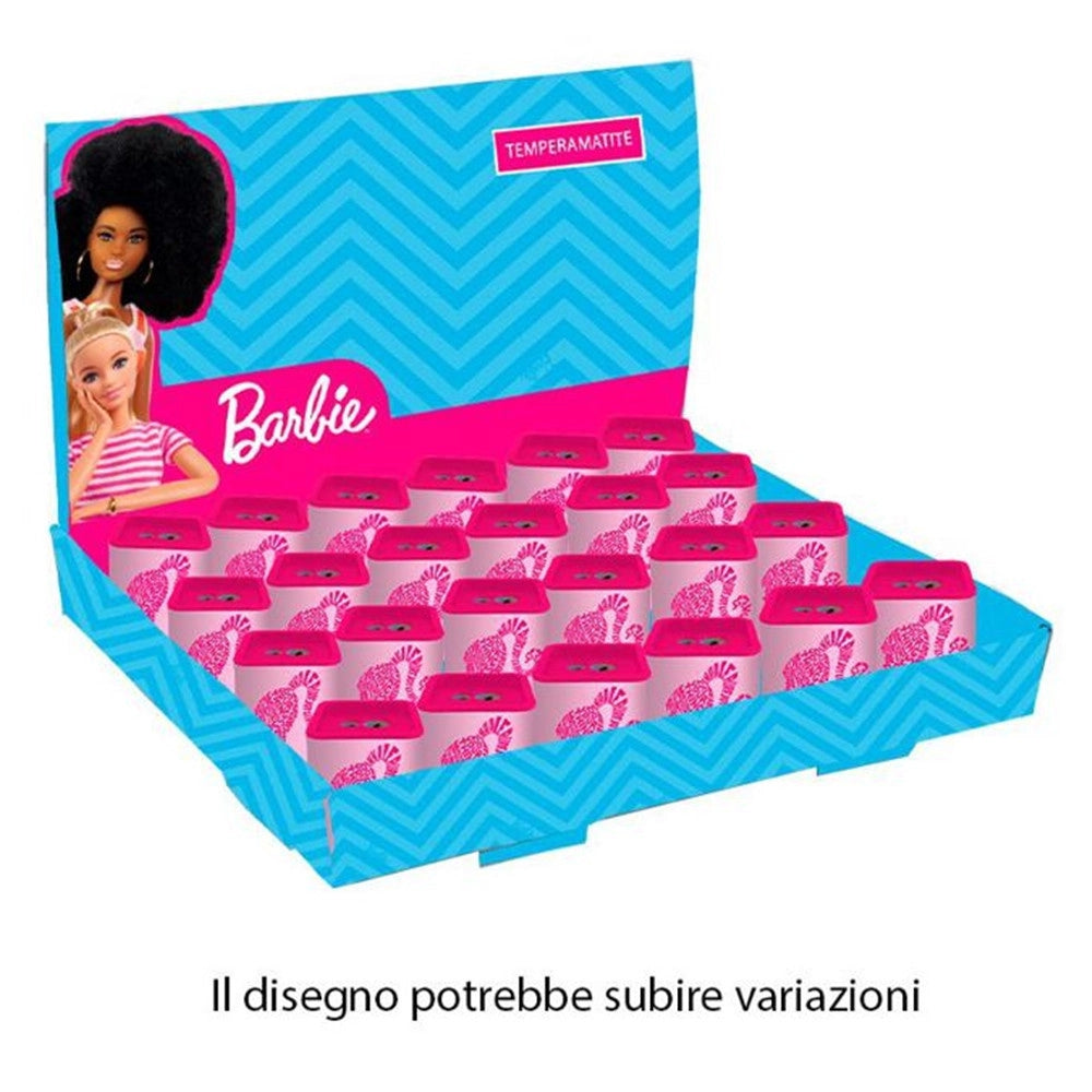 Trade Shop - Set 24pz Temperamatite In Latta Quadrato Doppio Foro Barbie Scuola Regali Bambine 961389 -