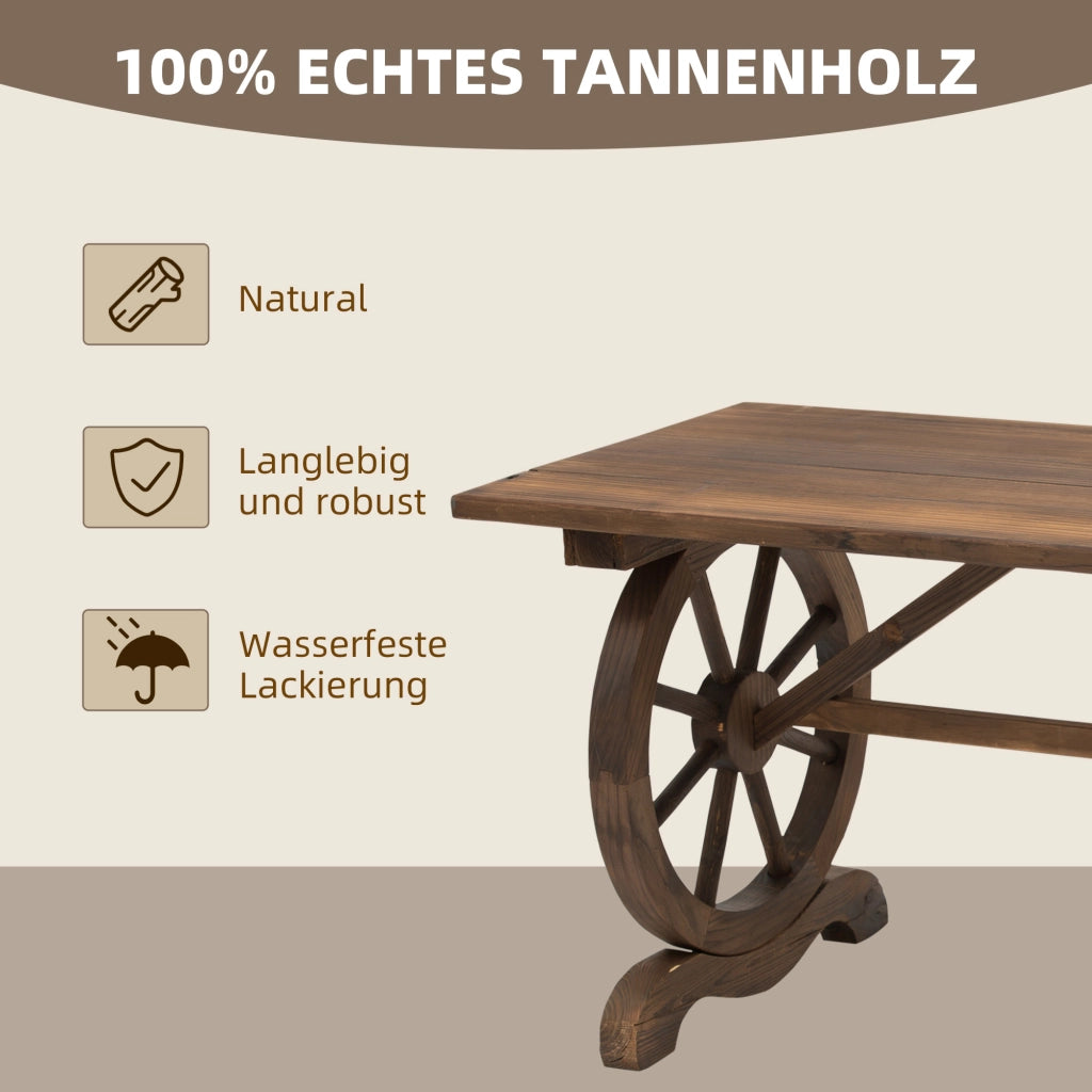 Tavolo da giardino tavolo da balcone tavolo in legno forma di ruota impermeabile legno massiccio naturale 110 x L60 x H65 cm