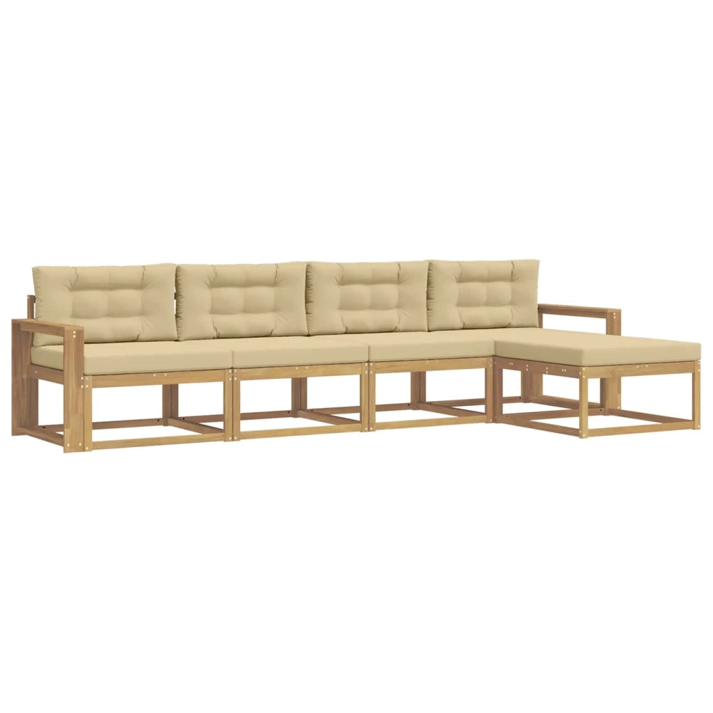 Set di divani da esterno 4 pz Bianco e Beige Poliestere 3386312