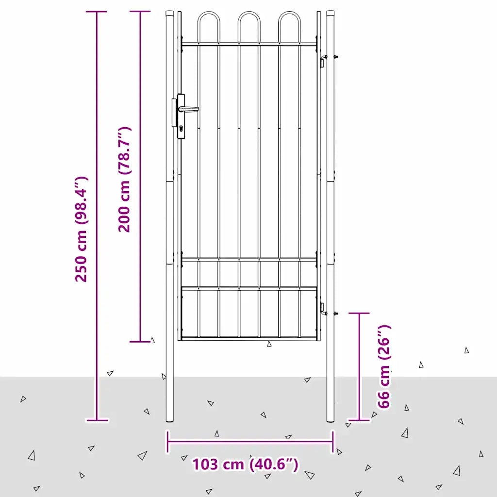 vidaXL Cancello per recinzione Grigio 100 x 200 cm