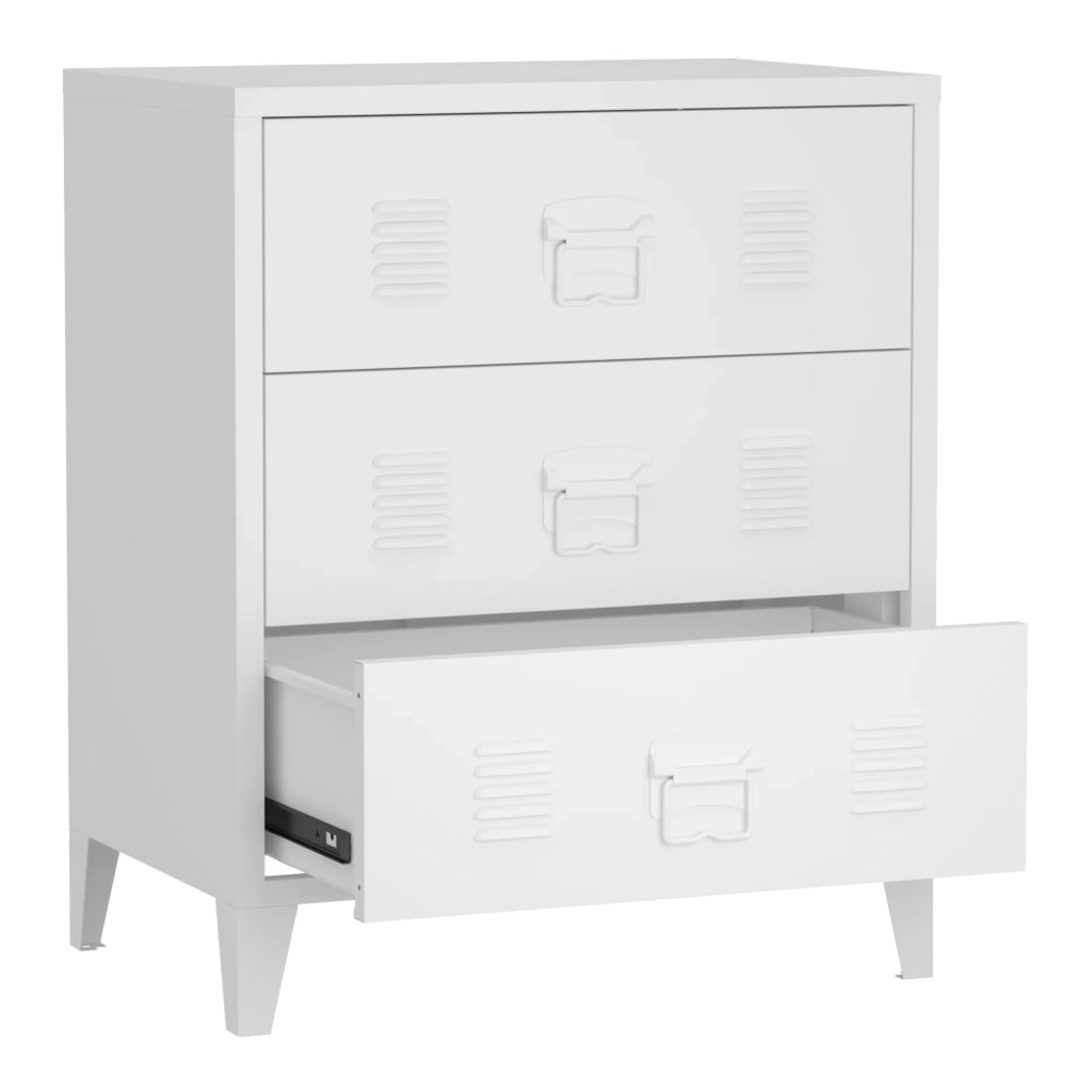 Elegante cassettiera pratico mobiletto portaoggetti in metallo acciaio 72 x 60 x 40 cm bianco 03_0006836